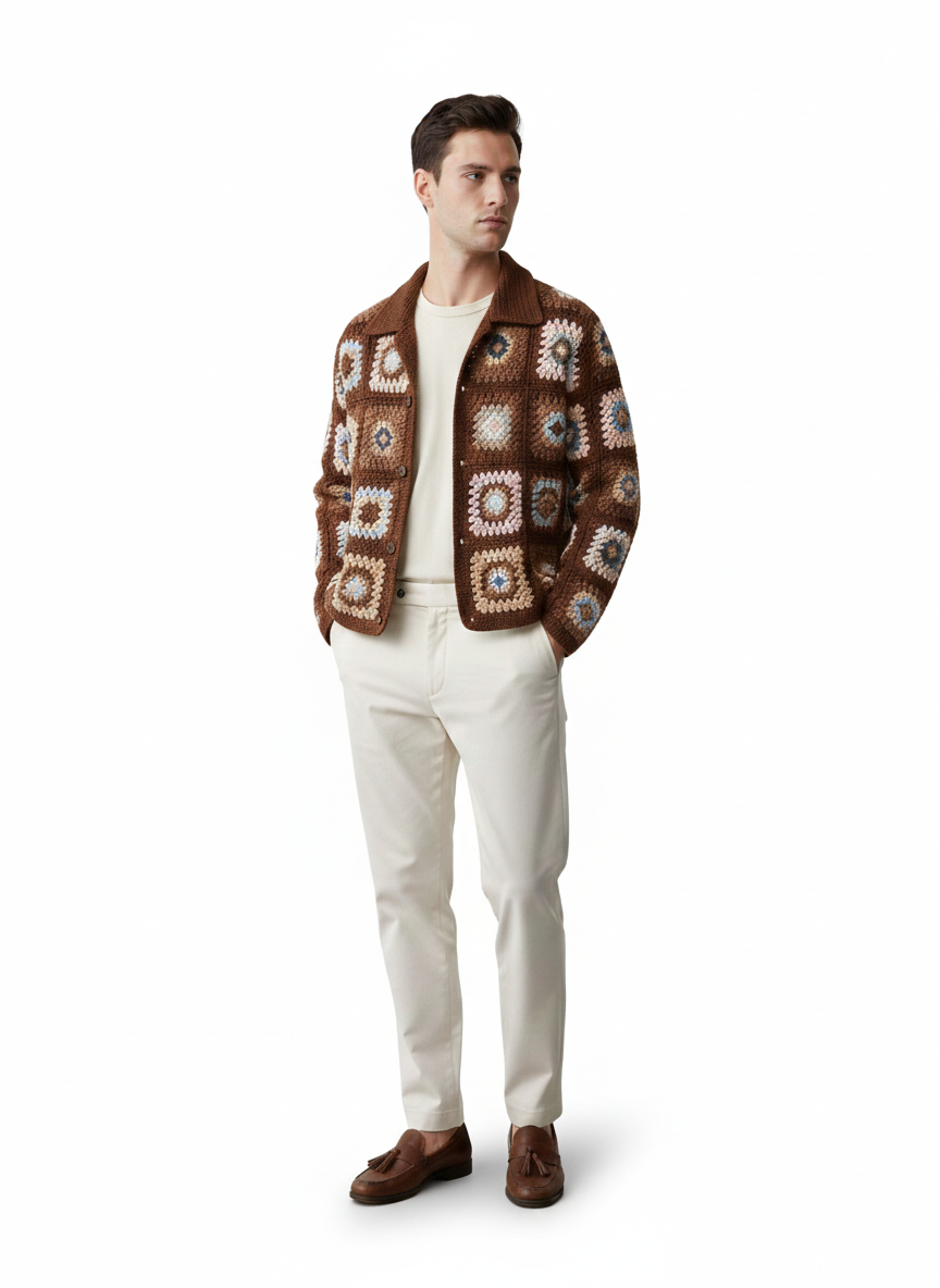 men shirt beautiful pattern brown