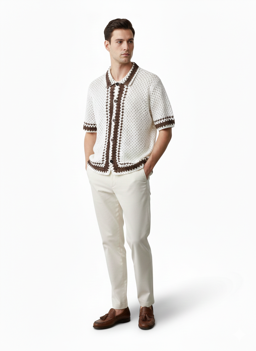 men knitted shirt-brown border
