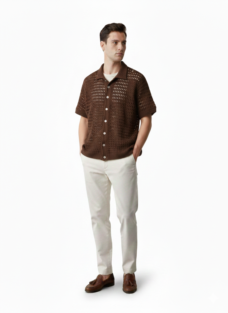 men summer t-shirt brown