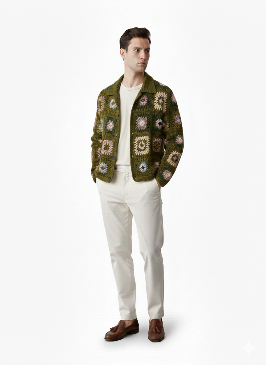 men shirt beautiful pattern green