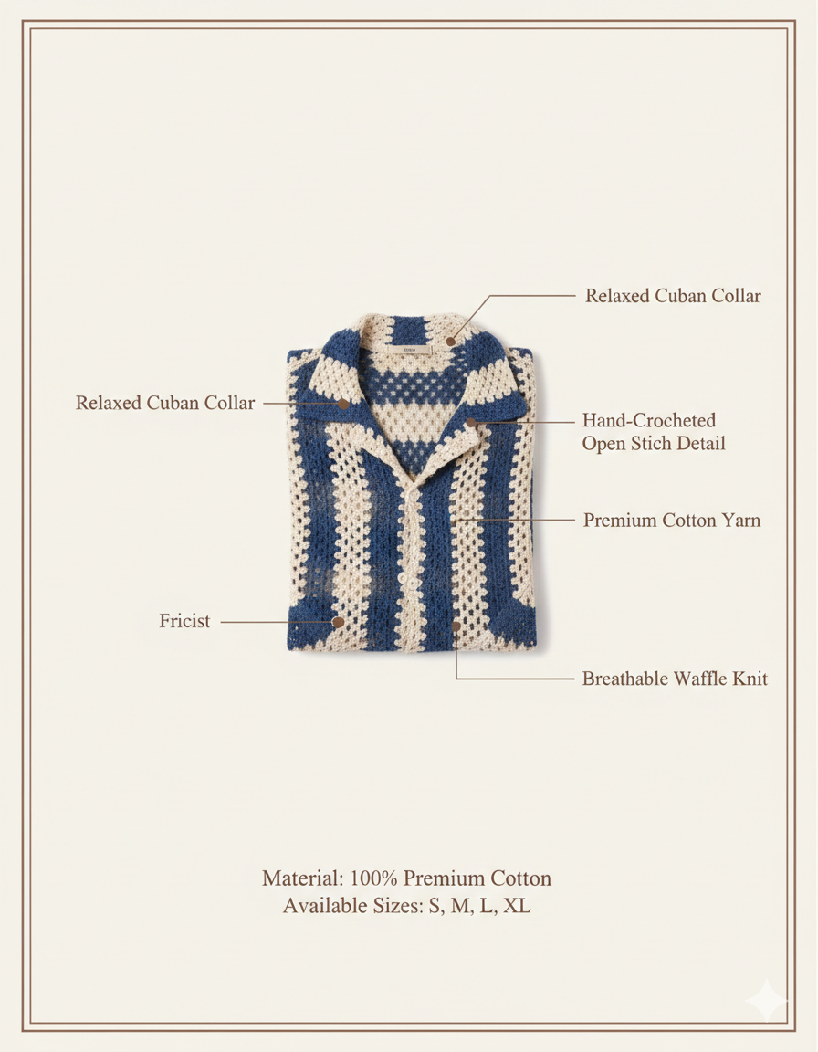 men knitted shirt-blue linen