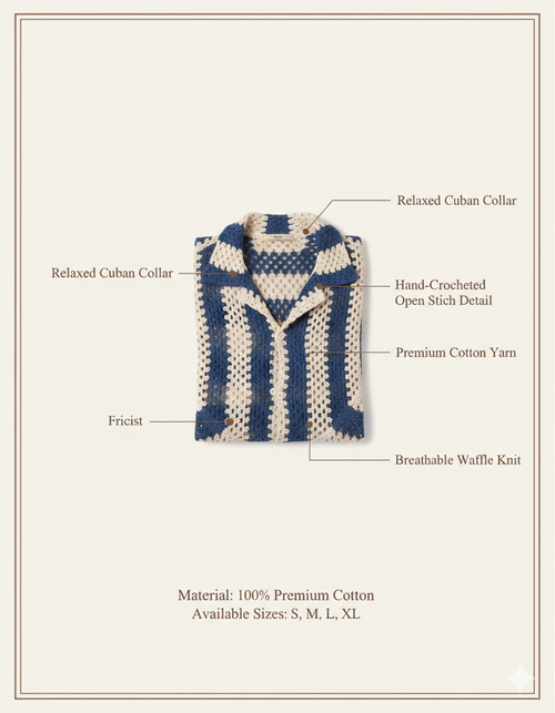 men knitted shirt-blue linen