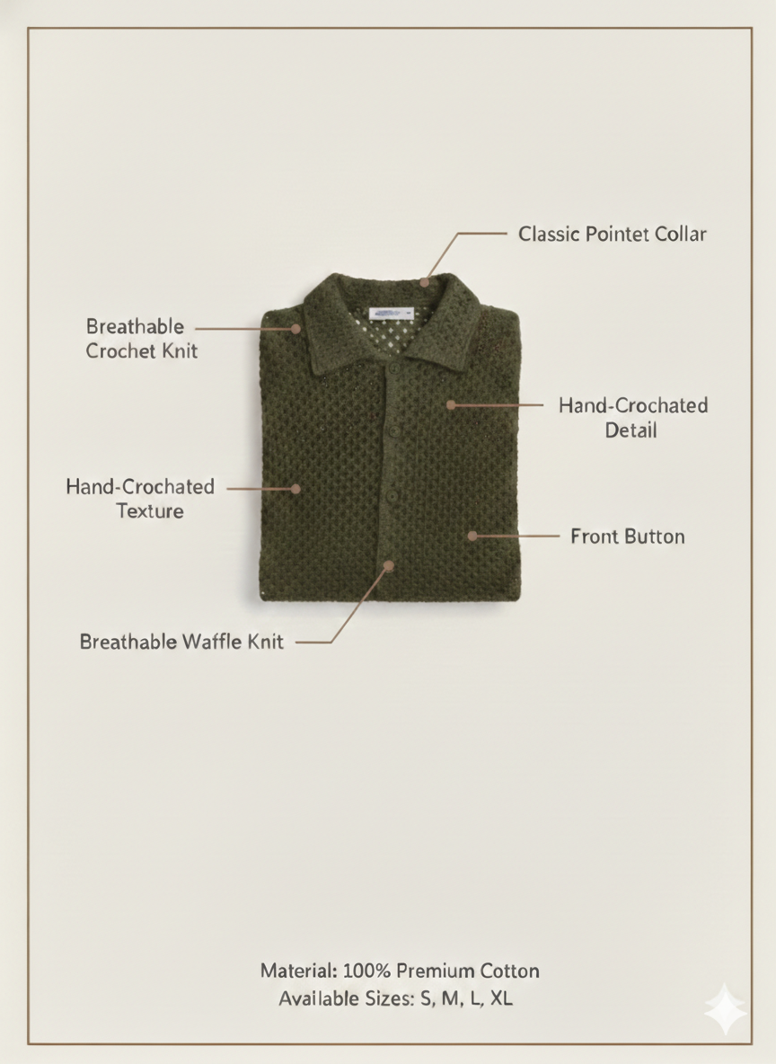 men shirt beautiful hole pattern green