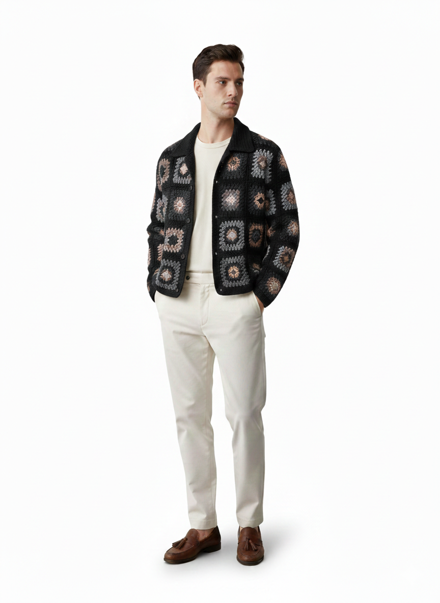 men shirt beautiful pattern black